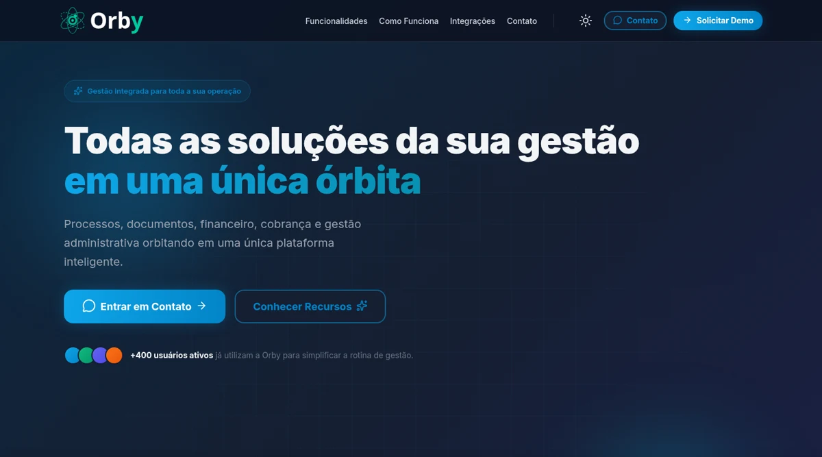Landing page atual do Orby